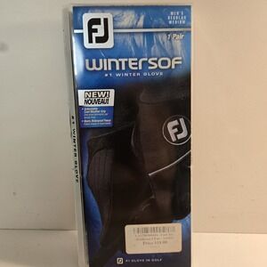 New! Footjoy Men's Wintersof Winter Golf Gloves Size Med, Black, Pair